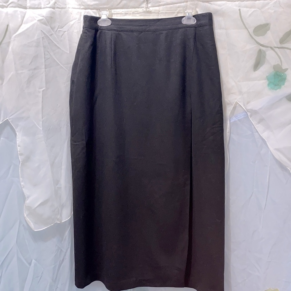WOOL BICE BLACK 1/2 WRAP MAXI SKIRT SZ 16